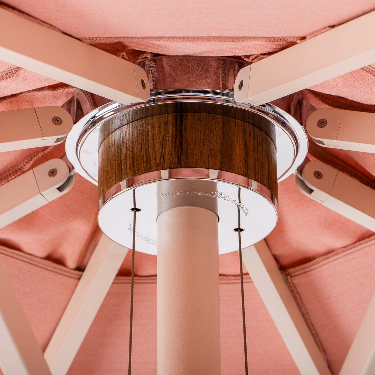 The Resort Market Umbrella in Rivie Pink | 12' Antique White Frame Bundle Business & Pleasure Co.