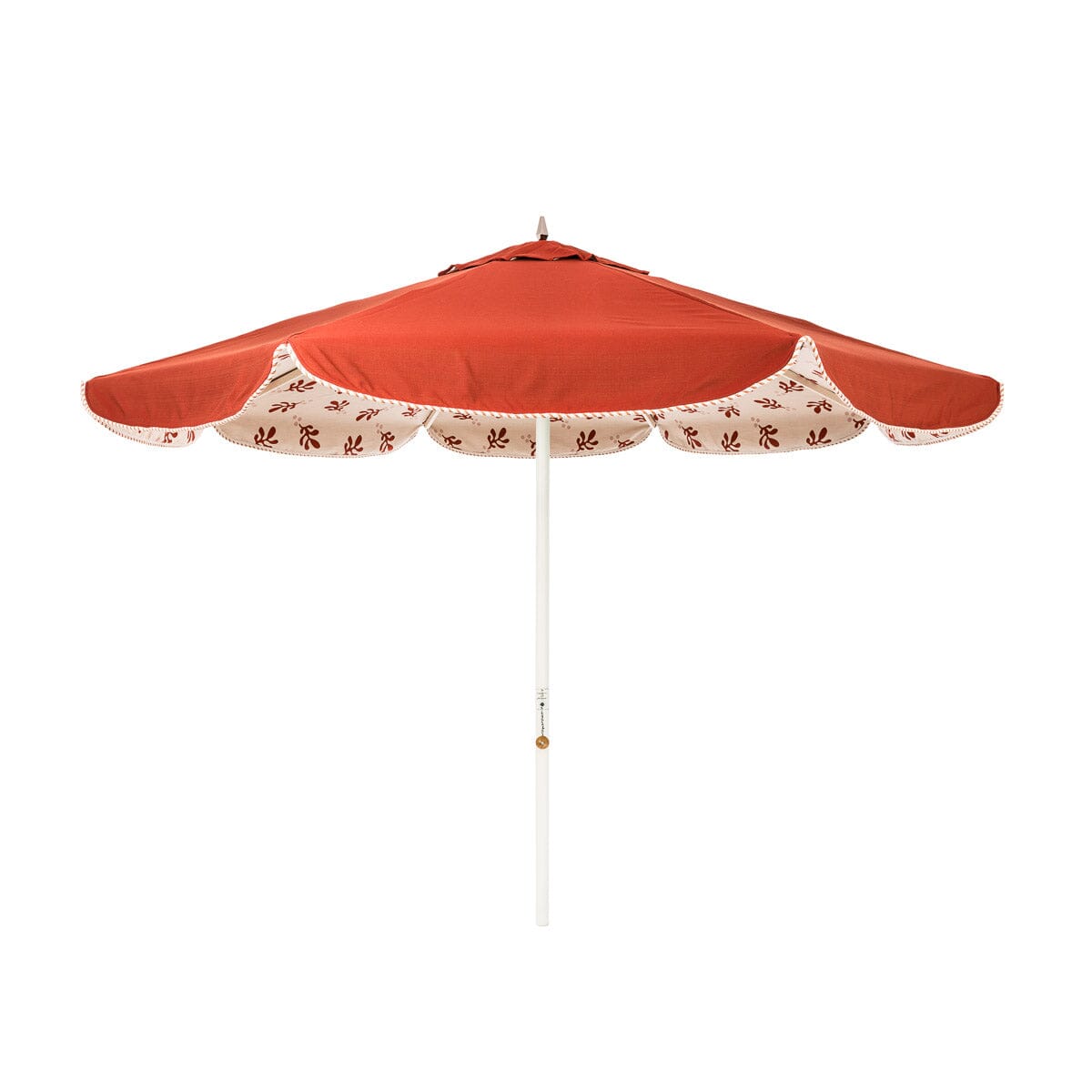 The Resort Market Umbrella in Casa Seaglass Terracotta Red | 10' Antique White Frame Bundle Business & Pleasure Co.