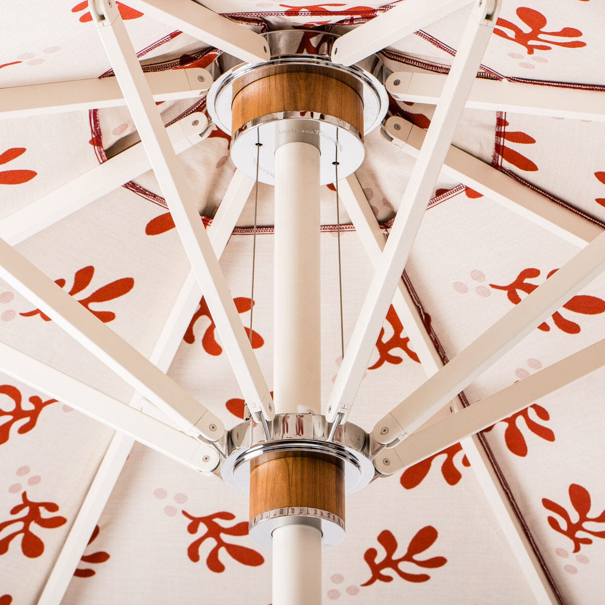The Resort Market Umbrella in Casa Seaglass Terracotta Red | 10' Antique White Frame Bundle Business & Pleasure Co.