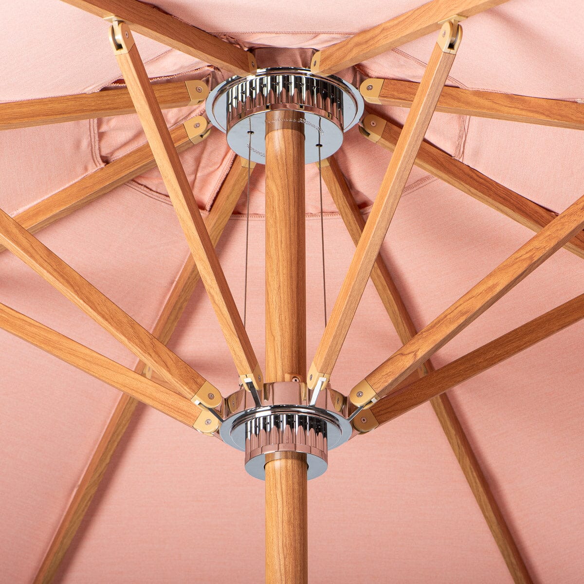 The Resort Market Umbrella in Rivie Pink | 10' Transfer Teak Frame Resort Market Umbrella Business & Pleasure Co.