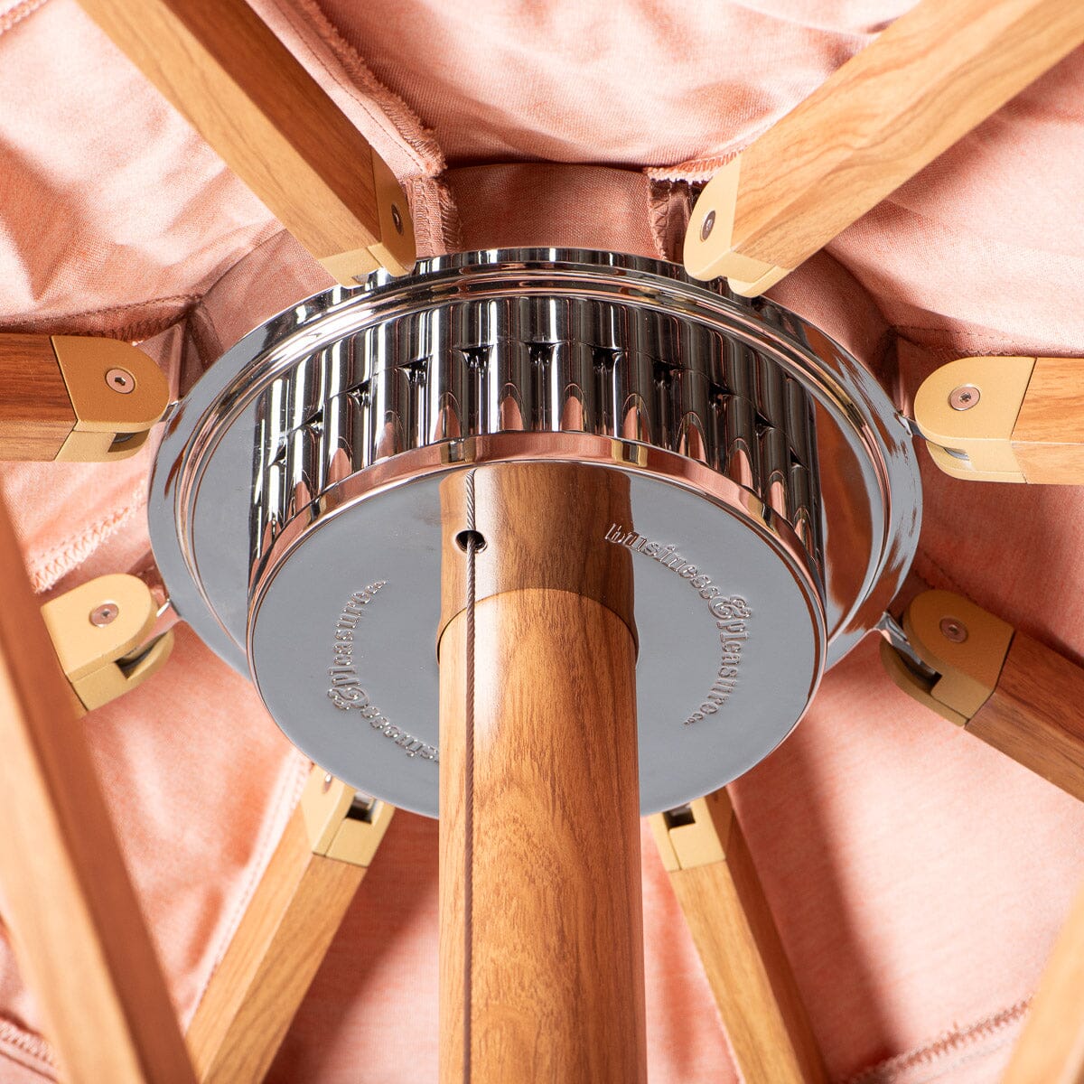 The Resort Market Umbrella in Rivie Pink | 10' Transfer Teak Frame Resort Market Umbrella Business & Pleasure Co.