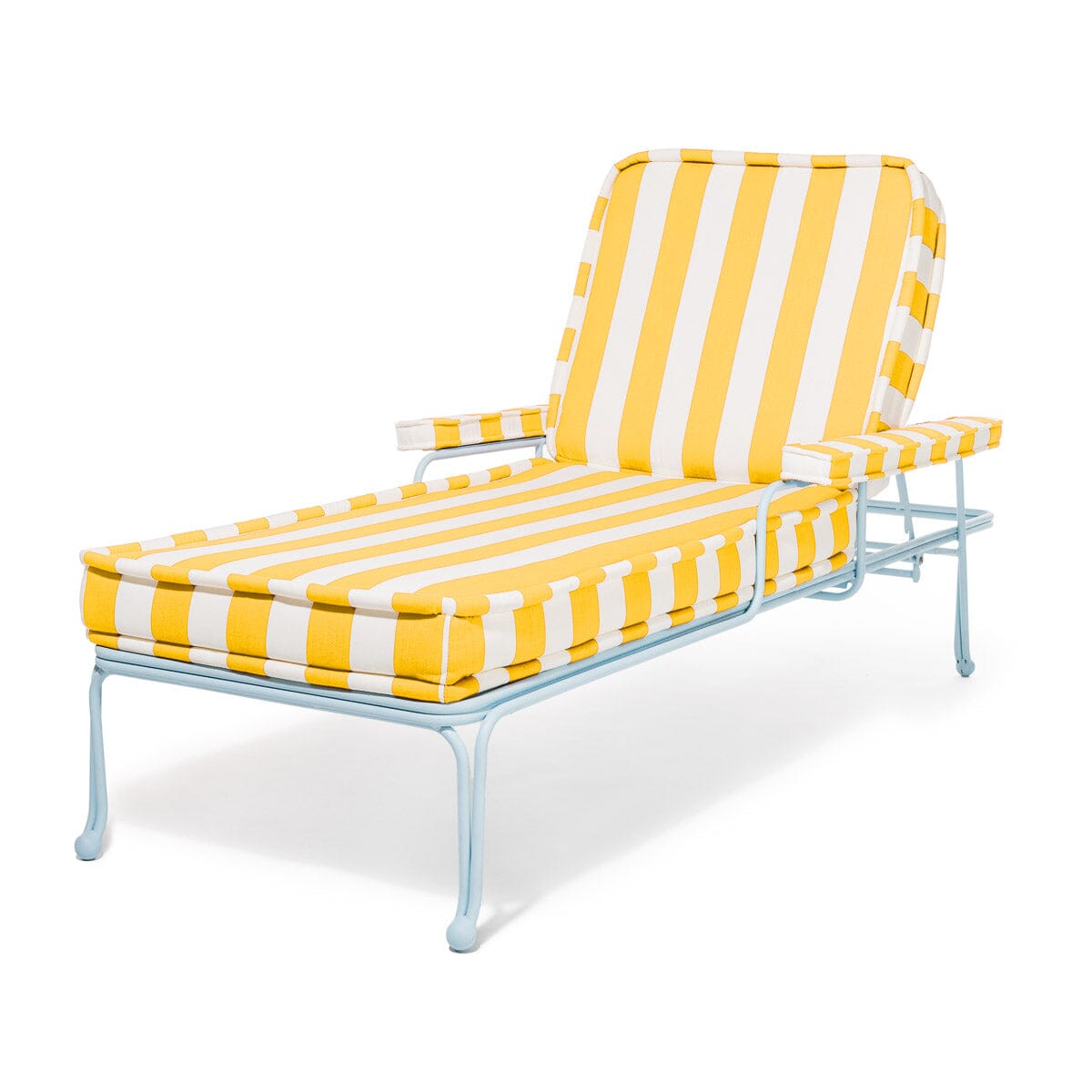 The Waterhouse Sun Lounger in Crew Mimosa Stripe | Powder Blue Frame Bundle Business & Pleasure Co.