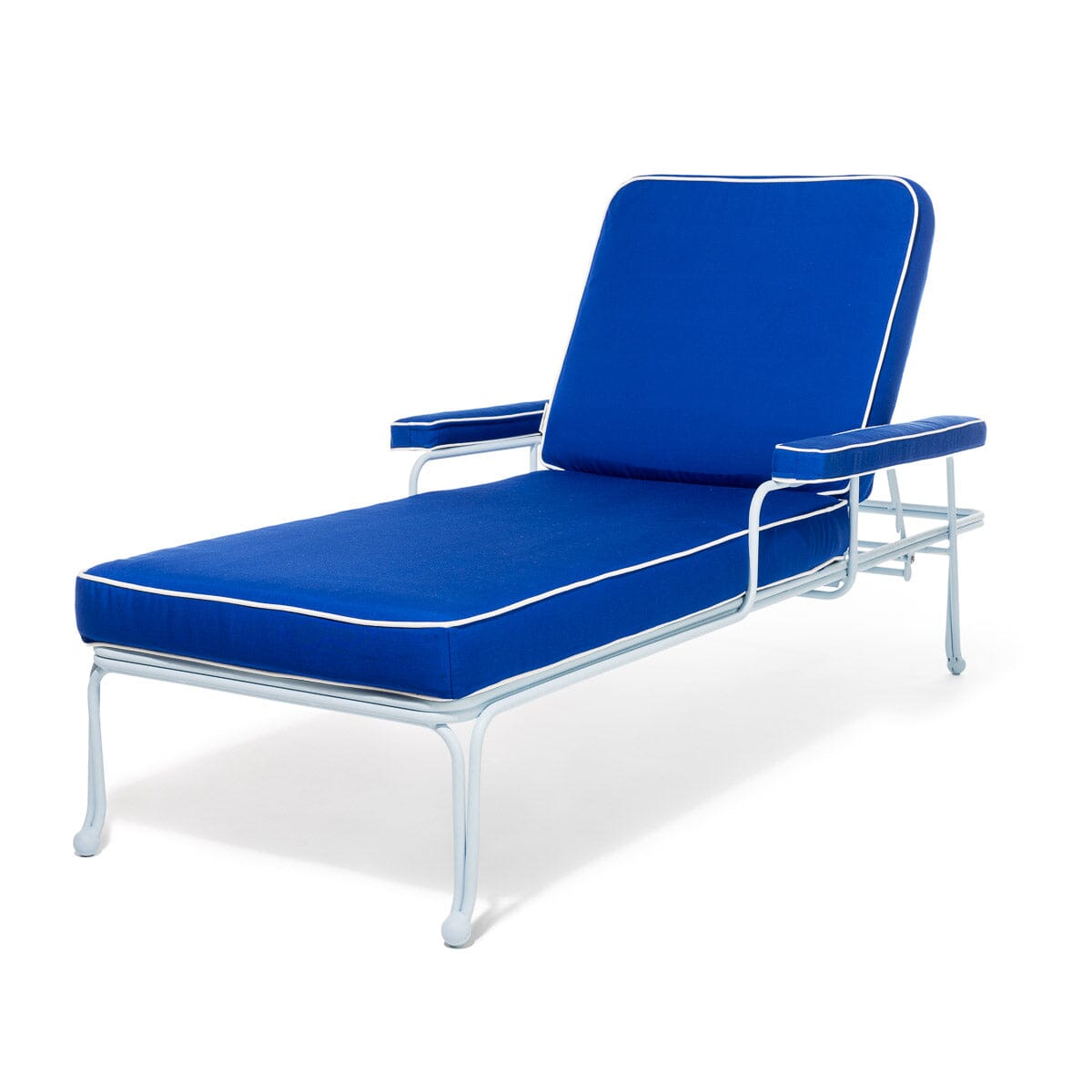 The Waterhouse Sun Lounger in Rivie Mediterranean Blue | Powder Blue Frame Bundle Business & Pleasure Co.