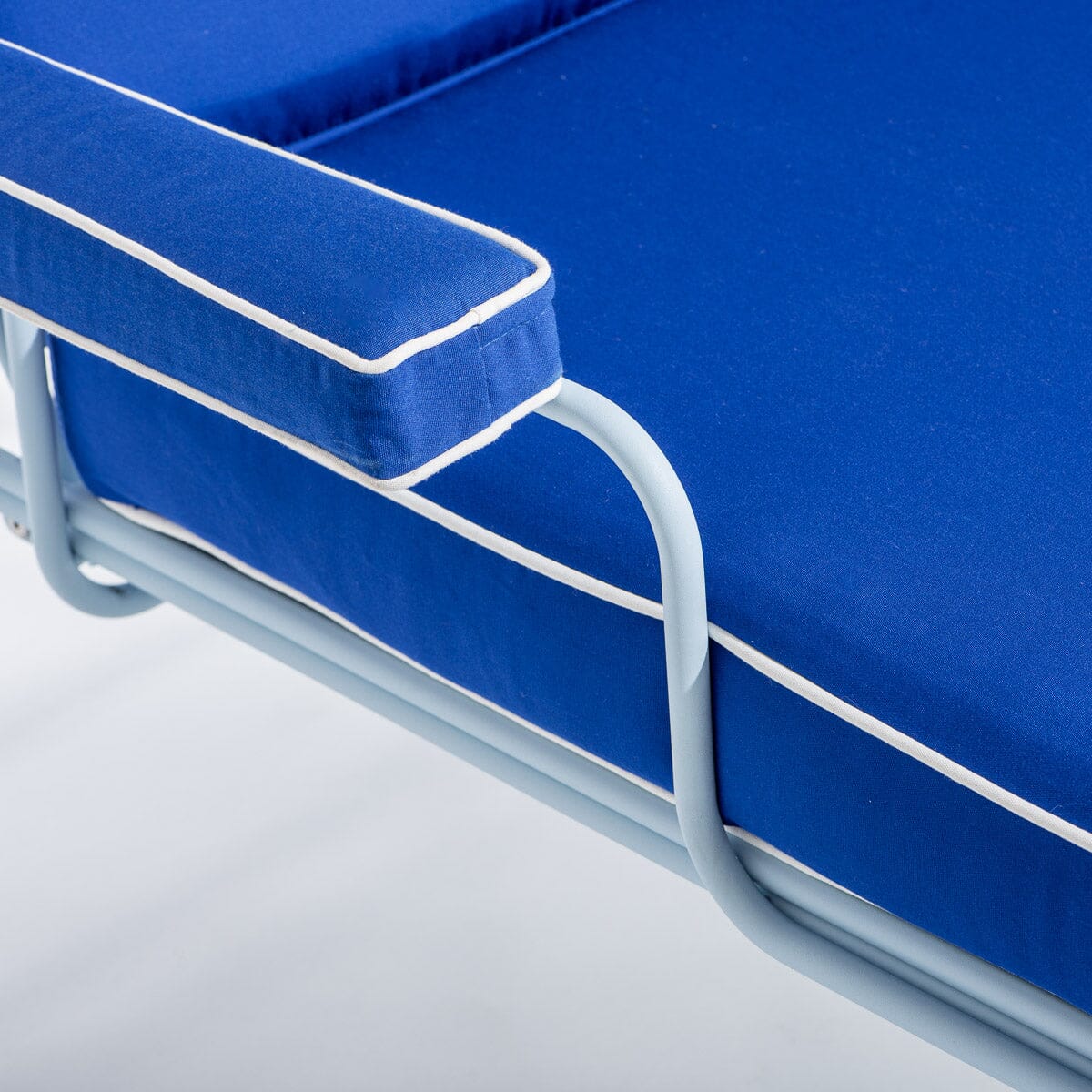 The Waterhouse Sun Lounger in Rivie Mediterranean Blue | Powder Blue Frame Bundle Business & Pleasure Co.