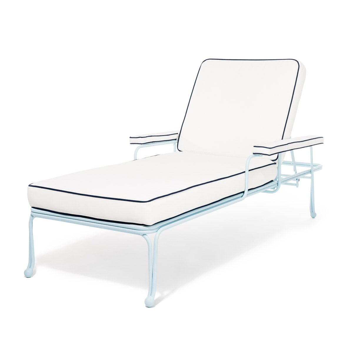 The Waterhouse Sun Lounger in Rivie White | Powder Blue Frame Bundle Business & Pleasure Co.