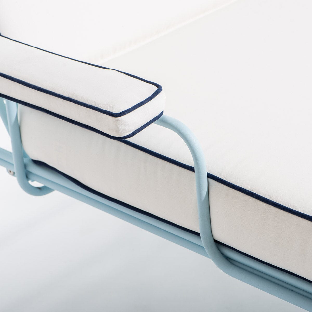 The Waterhouse Sun Lounger in Rivie White | Powder Blue Frame Bundle Business & Pleasure Co.
