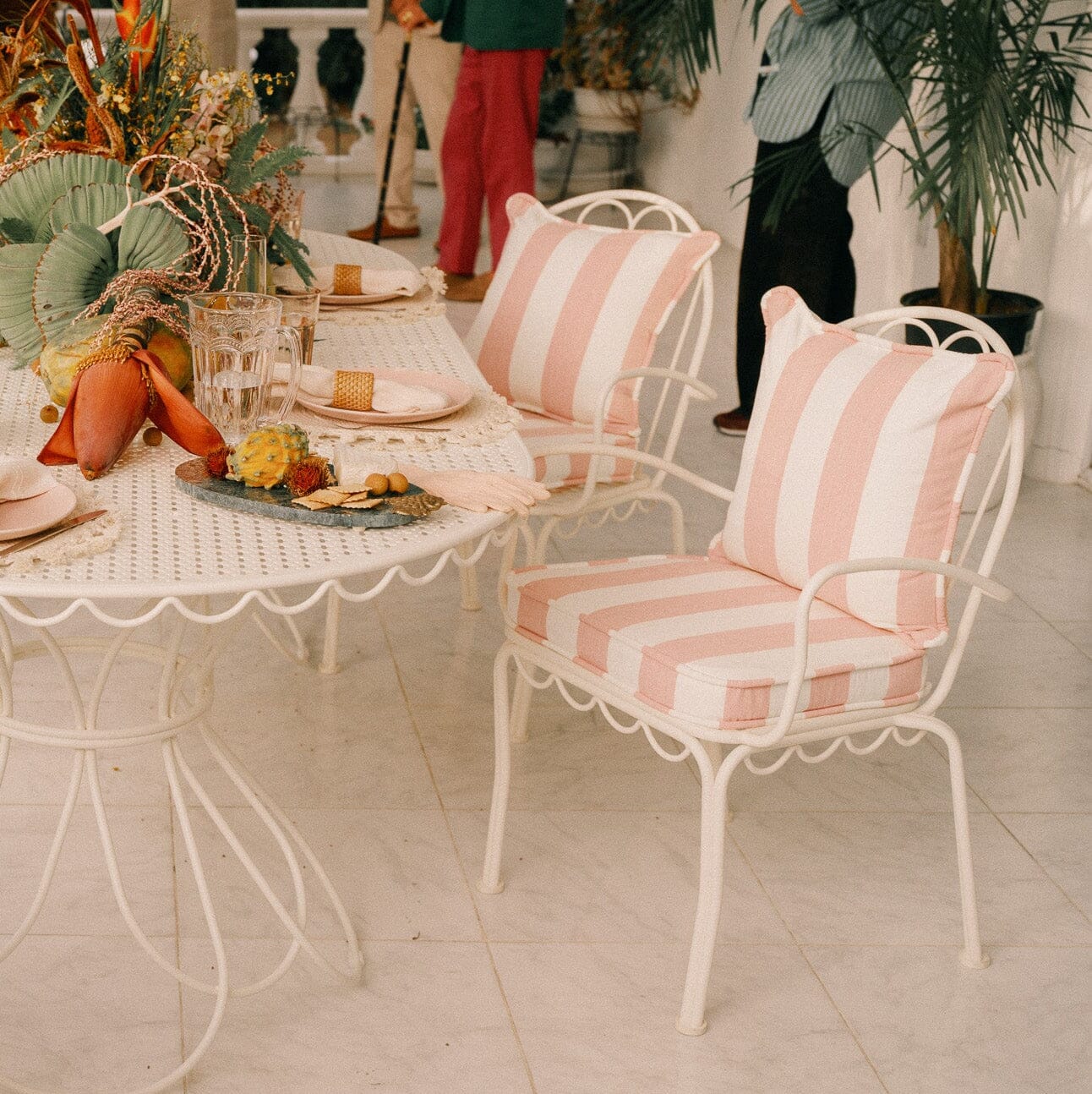 Al Fresco Dining Chair Kit - Antique White & Crew Pink Stripe Al Fresco Dining Chair Kit Business & Pleasure Co.