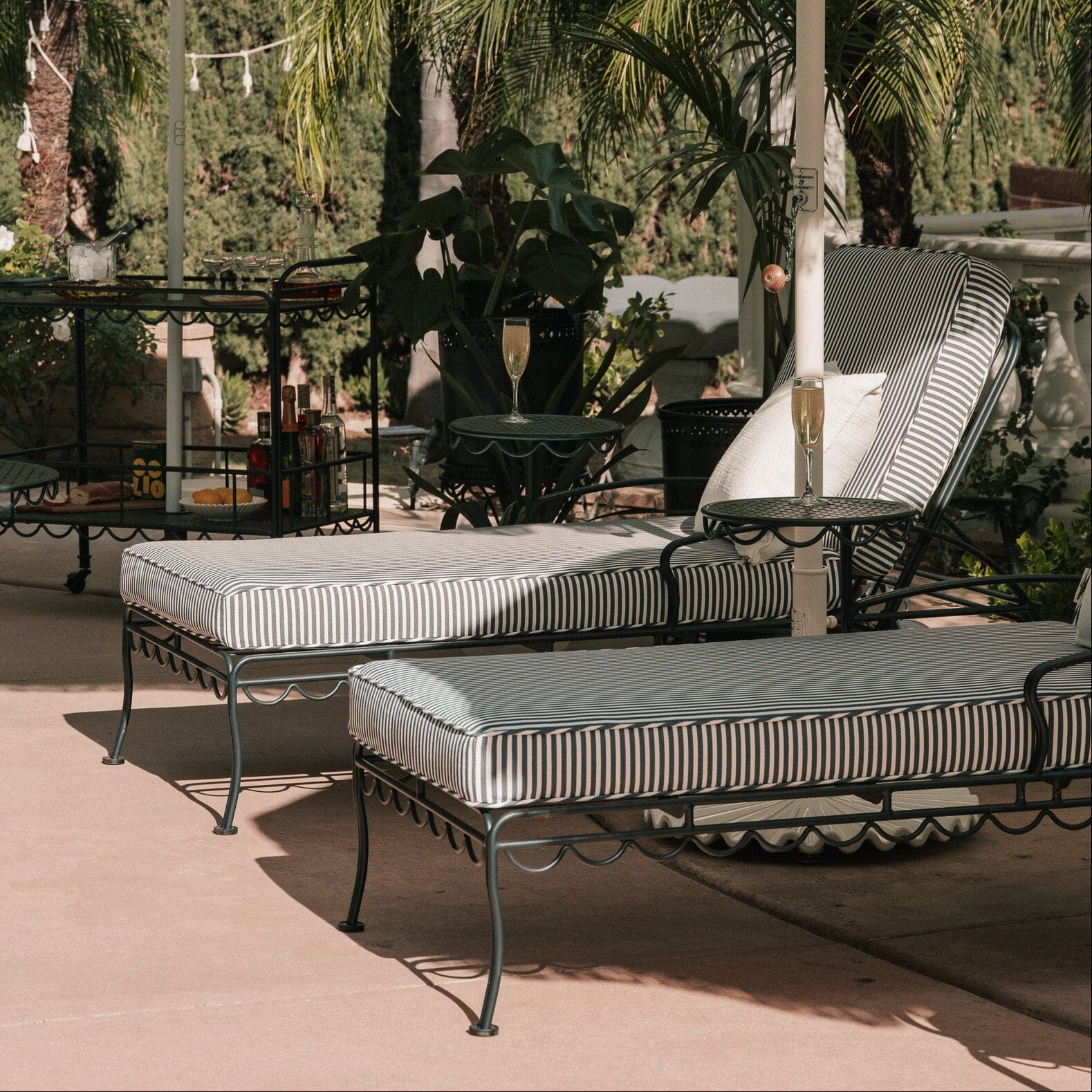 Al Fresco Sun Lounger Kit - Vintage Black & Lauren's Navy Stripe Al Fresco Sun Lounger Kit Business & Pleasure Co.