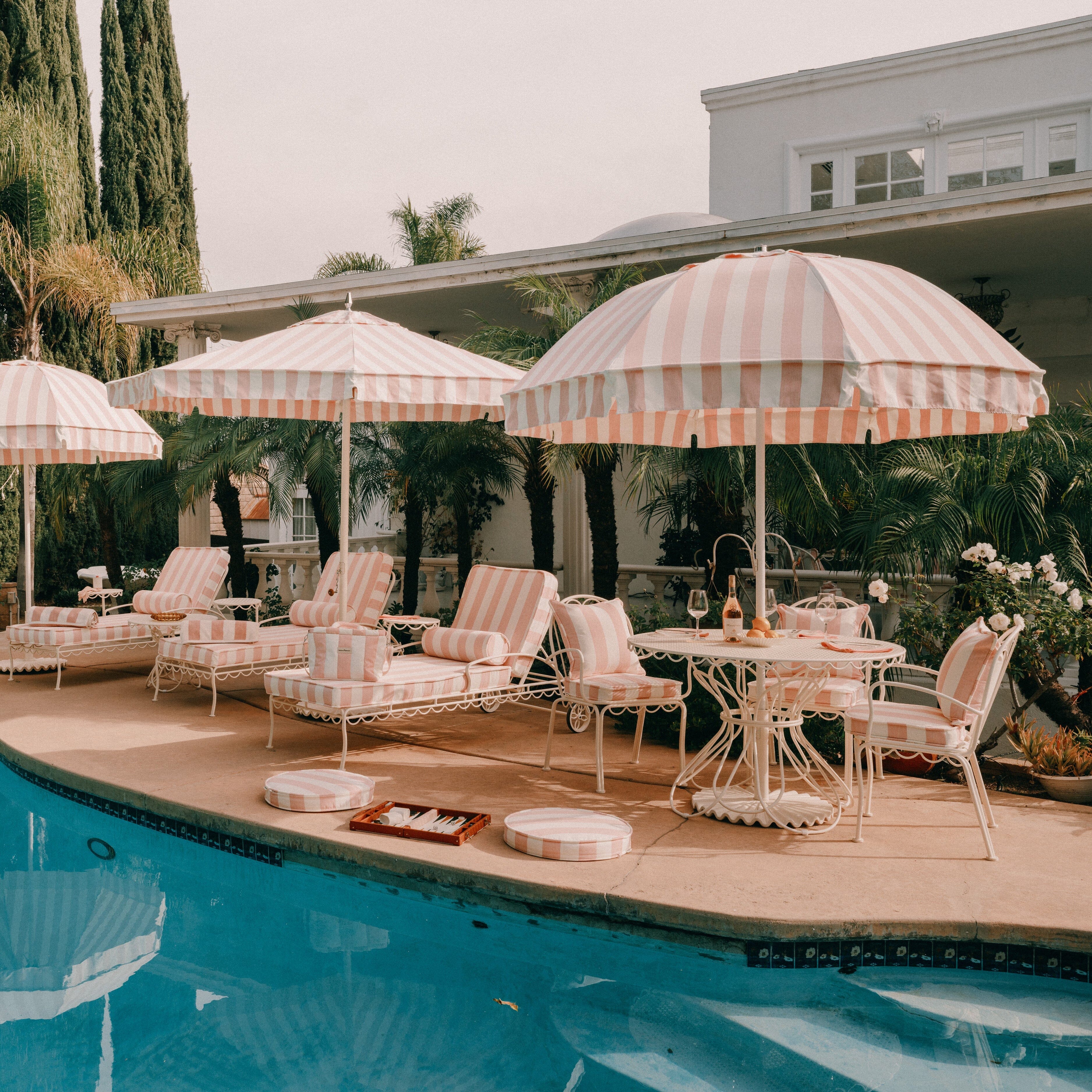 The Patio Umbrella - Crew Pink Stripe Patio Umbrella Business & Pleasure Co.