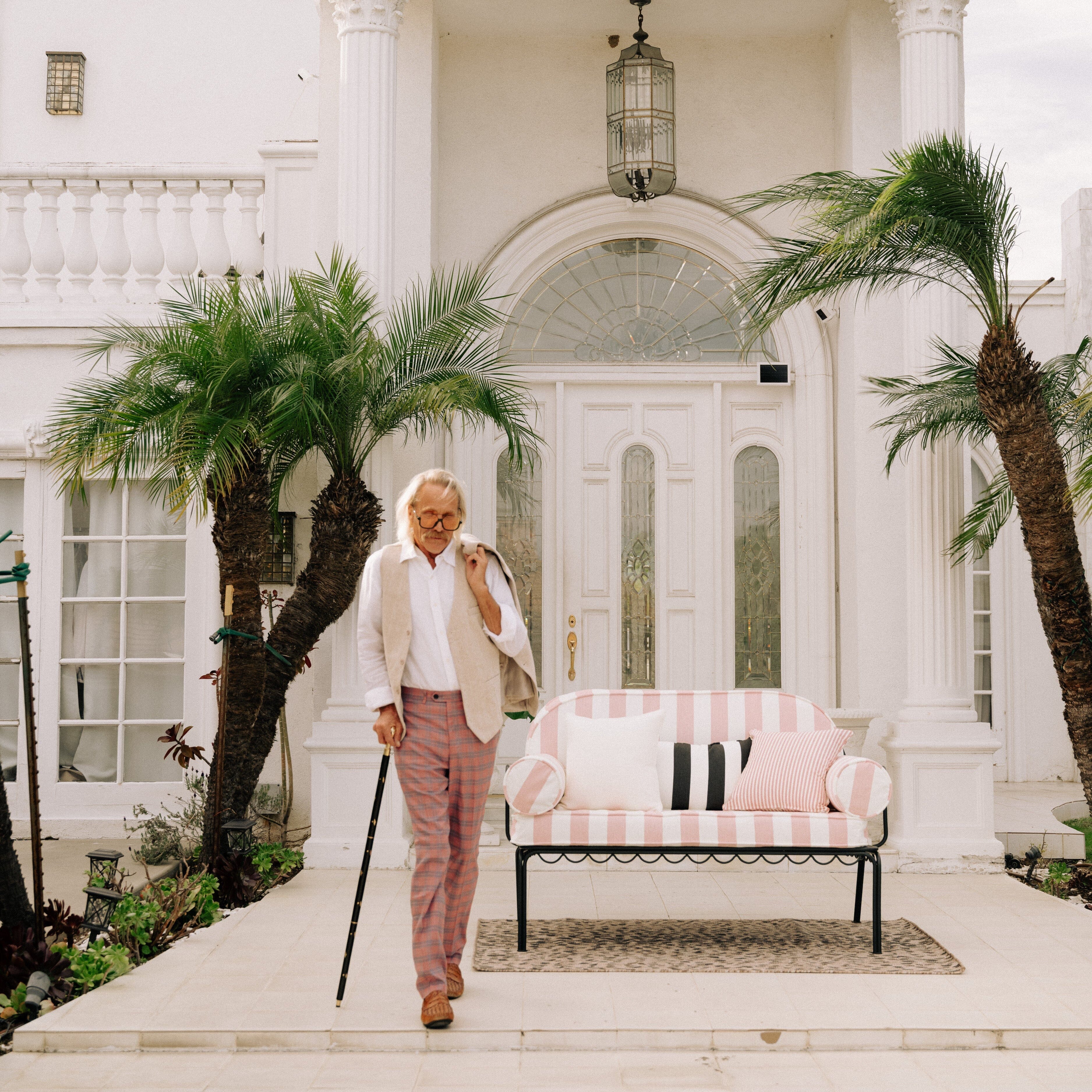 Product image of Al Fresco Love Seat Business & Pleasure Co. Crew Pink Stripe Vintage Black