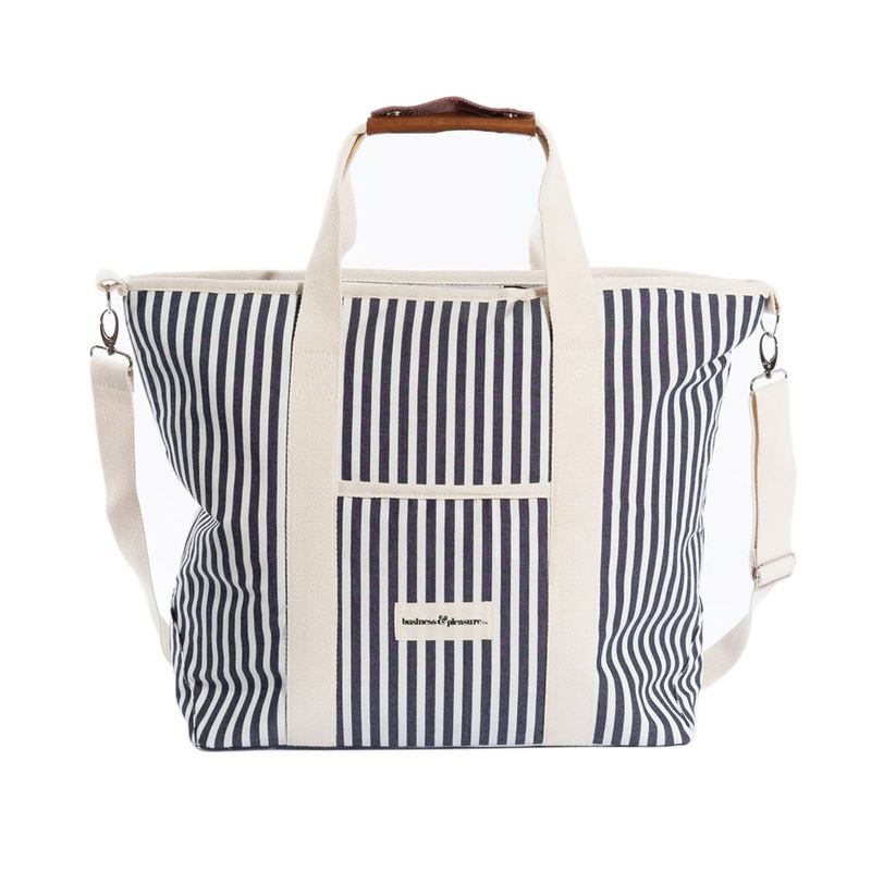 The Cooler Tote Bag - Lauren's Navy Stripe Cooler Tote Business & Pleasure Co