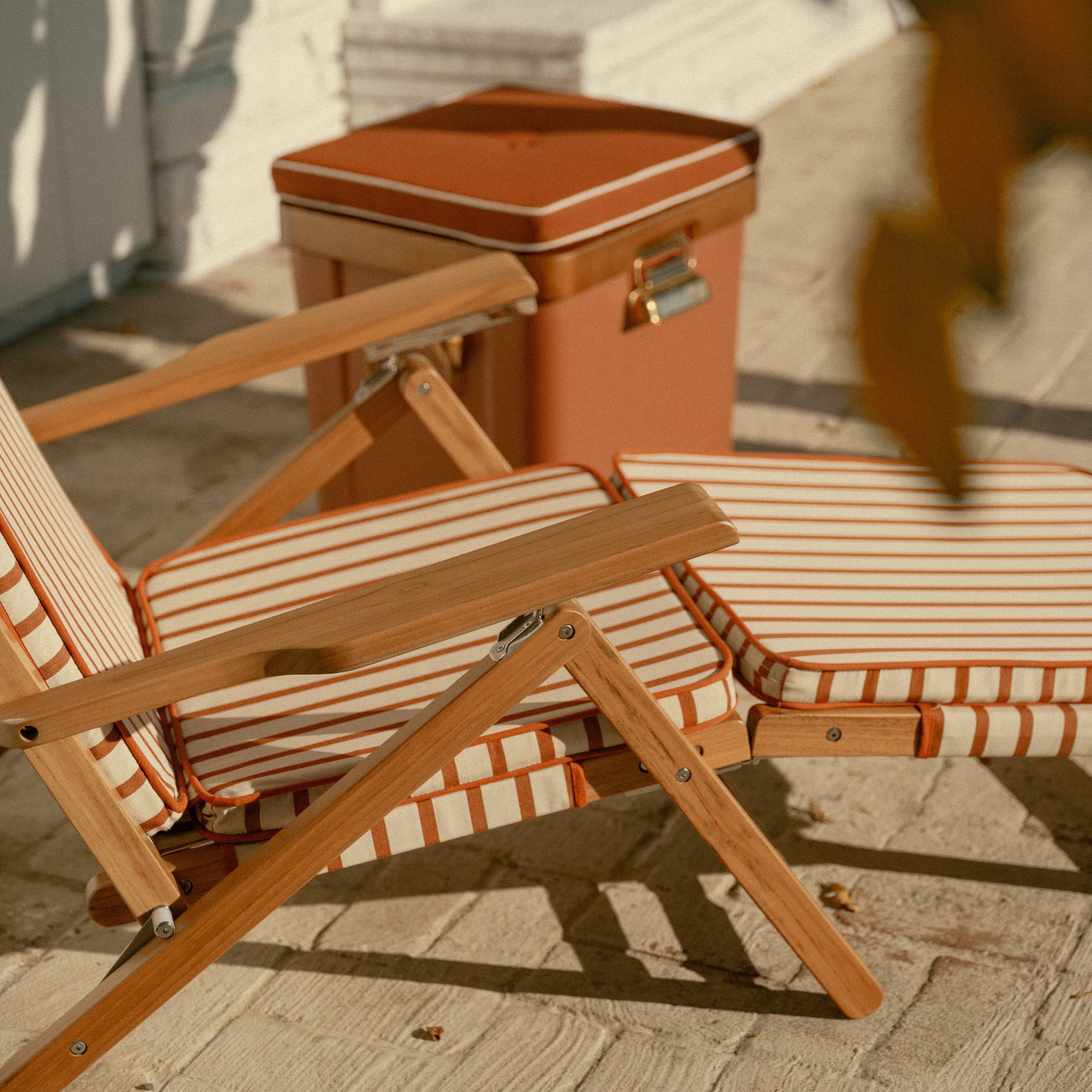 The Club Chair - Teak Natural - Monaco Le Sirenuse Stripe Club Chair Business & Pleasure Co.