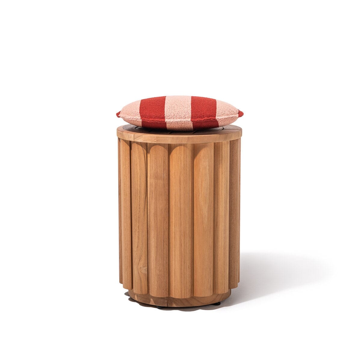 Product image of Daisy Teak Stool in Terry Terracotta Stripe | Teakwood Frame