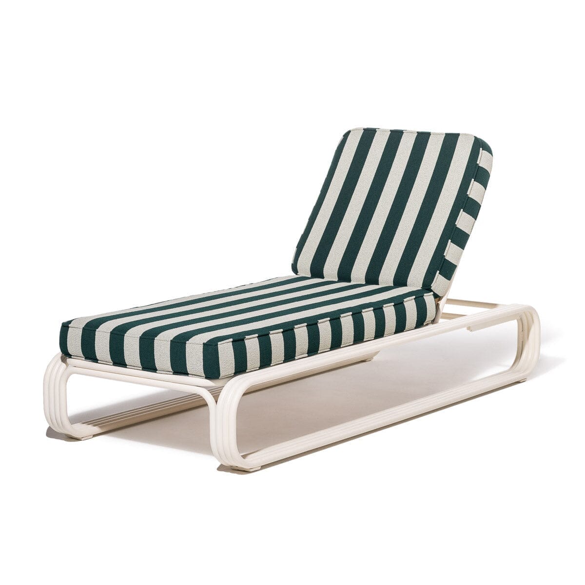 Product image of Contini Sun Lounger in Terry Green Stripe | Antique White Frame