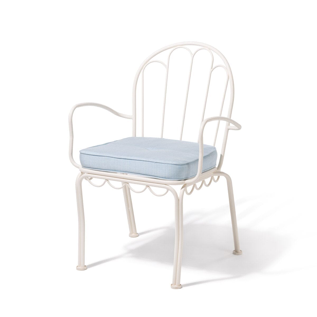 Product image of The Al Fresco Dining Chair & Sky Blue Cushion | Antique White Frame