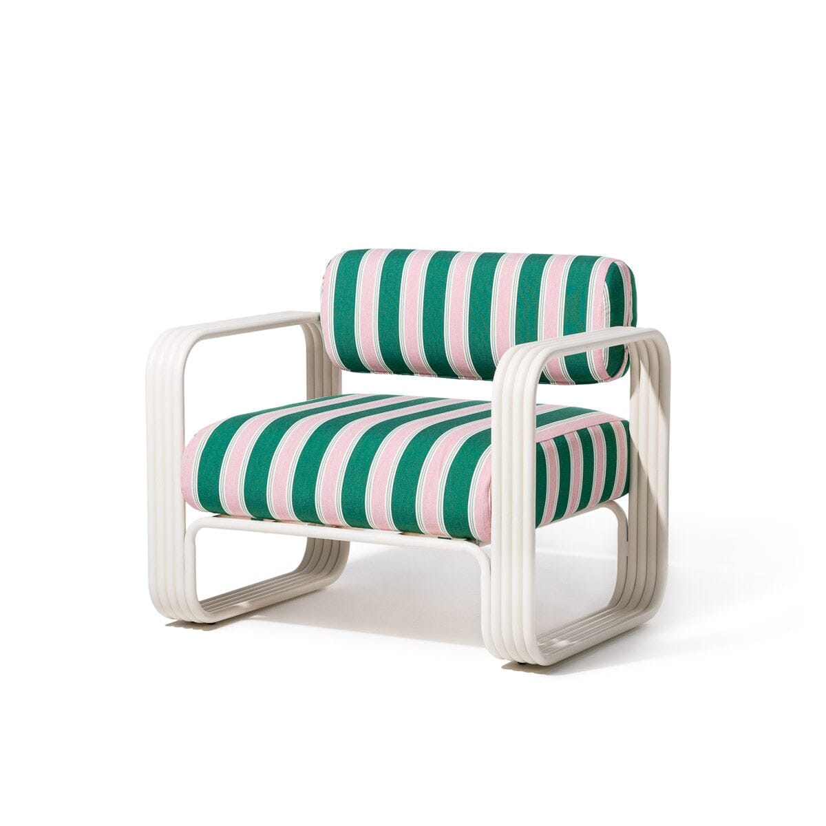 Product image of Contini Accent Chair in Bistro Green Stripe Antique White Frame Contini Accent Chair Kit Business & Pleasure Co.