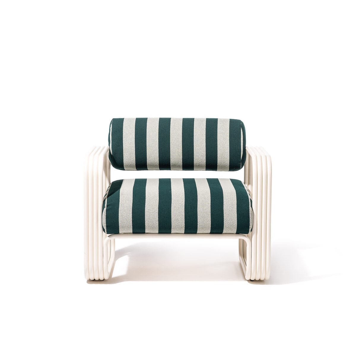 The Contini Accent Chair in Terry Green Stripe | Antique White Frame Contini Accent Chair Kit Business & Pleasure Co.