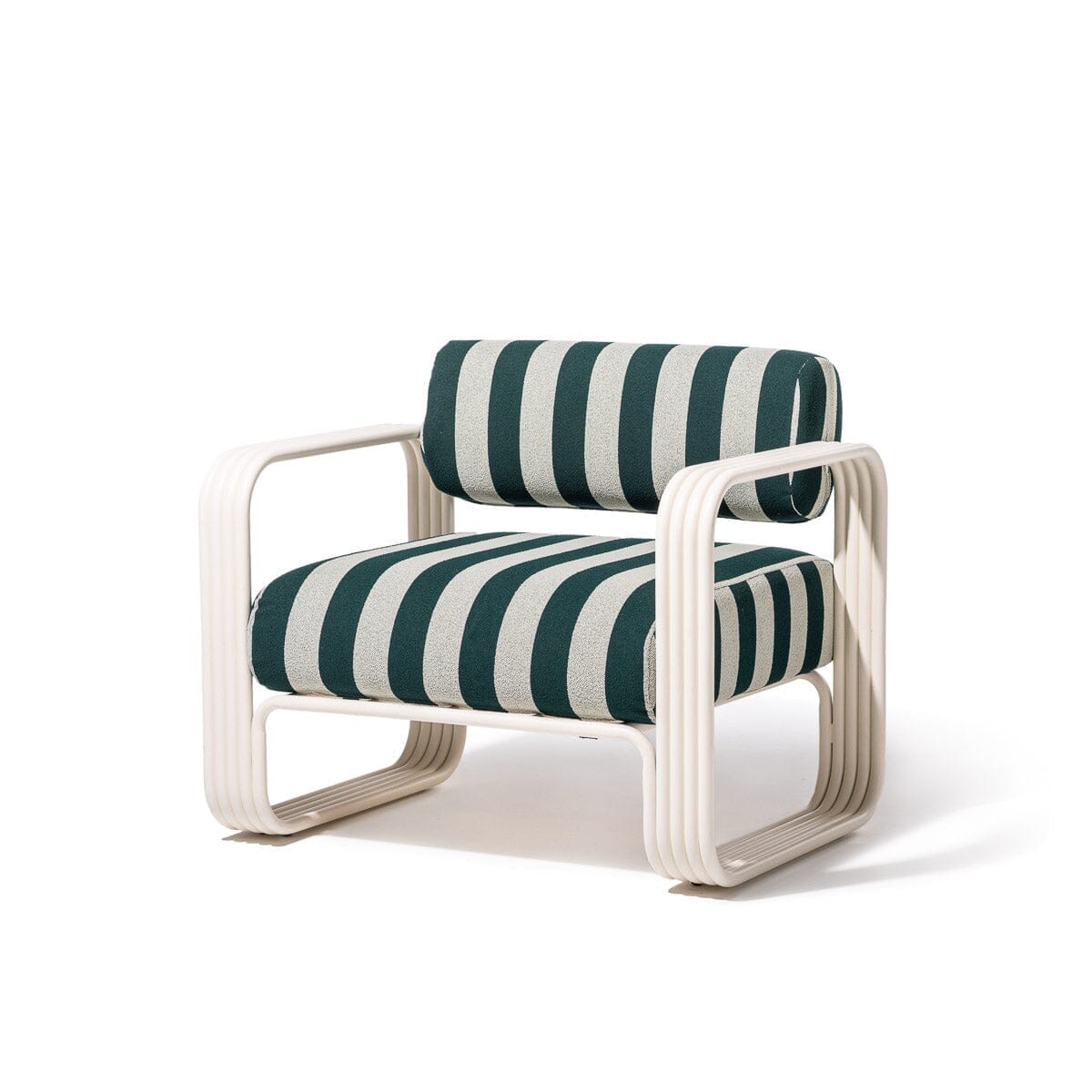 Product image of Contini Accent Chair in Terry Green Stripe | Antique White Frame