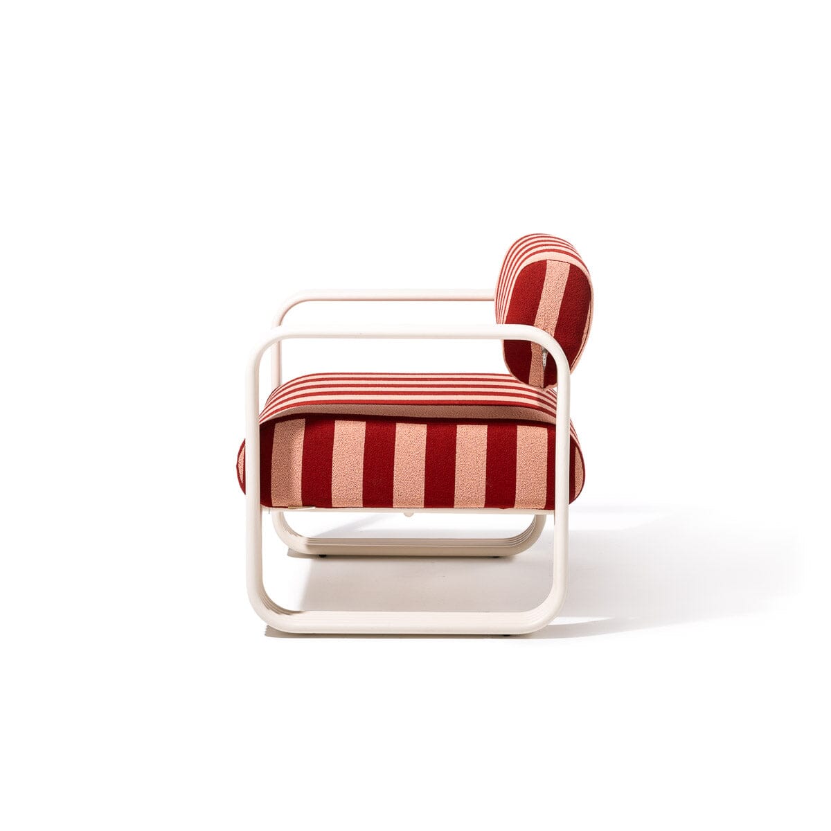 The Contini Accent Chair in Terry Terracotta Stripe | Antique White Frame Contini Accent Chair Kit Business & Pleasure Co.