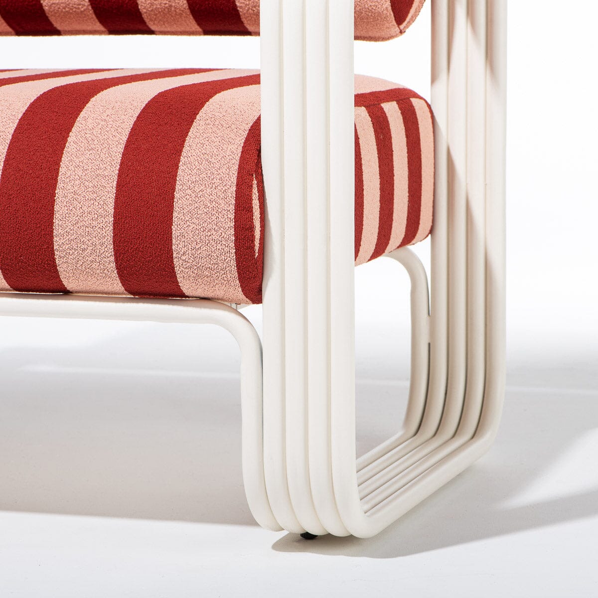 The Contini Accent Chair in Terry Terracotta Stripe | Antique White Frame Contini Accent Chair Kit Business & Pleasure Co.