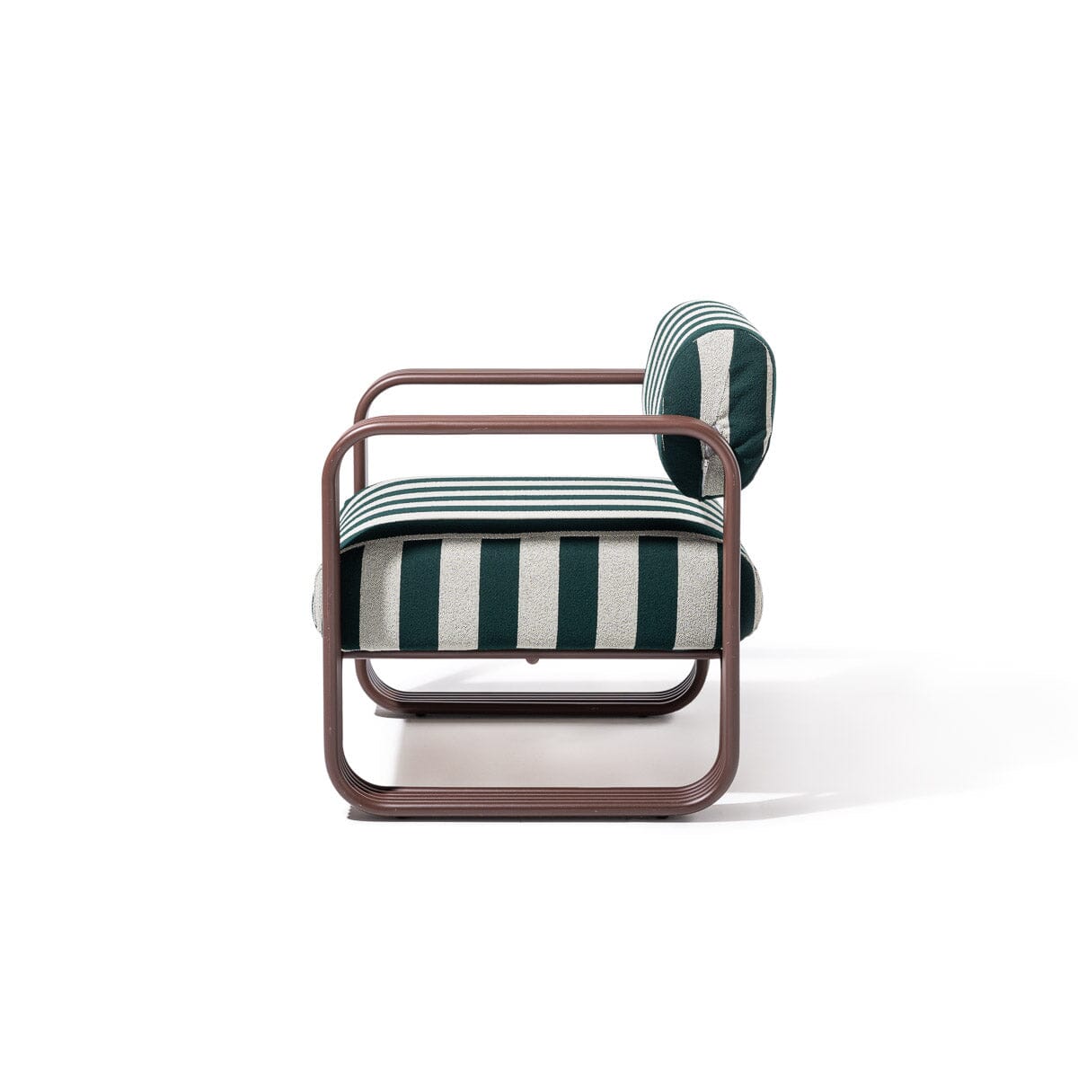 The Contini Accent Chair in Terry Green Stripe | Merlot Frame Contini Accent Chair Kit Business & Pleasure Co.