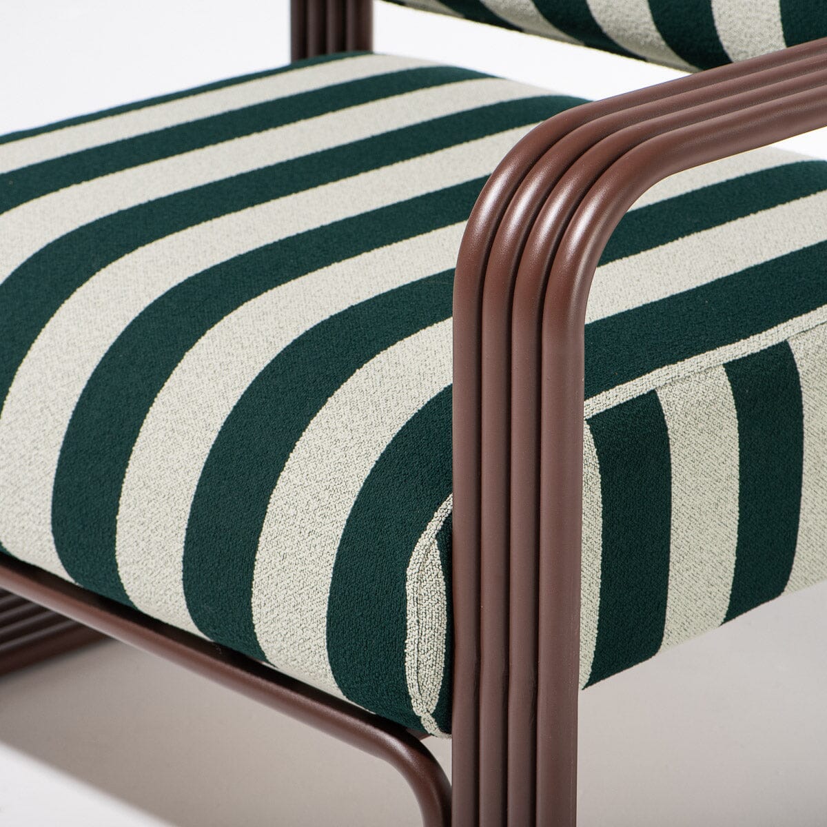 The Contini Accent Chair in Terry Green Stripe | Merlot Frame Contini Accent Chair Kit Business & Pleasure Co.