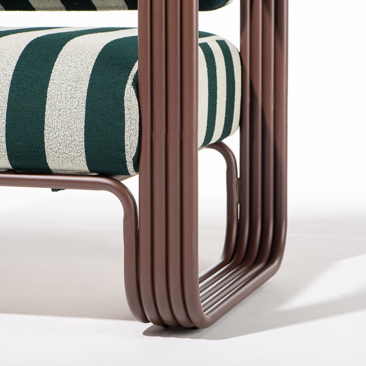 The Contini Accent Chair in Terry Green Stripe | Merlot Frame Contini Accent Chair Kit Business & Pleasure Co.