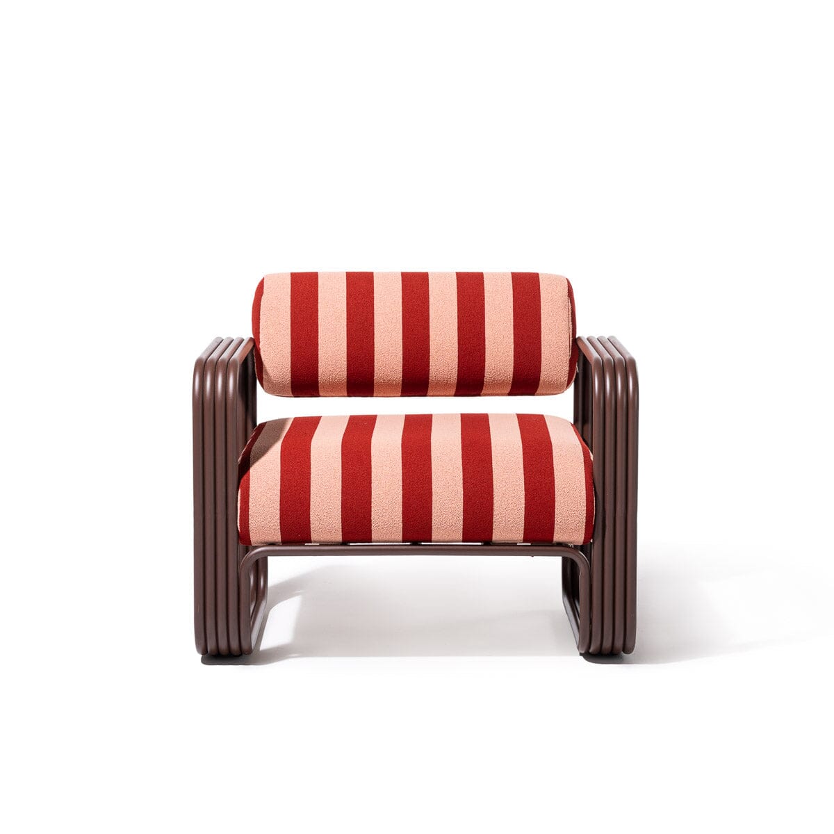 The Contini Accent Chair in Terry Terracotta Stripe | Merlot Frame Contini Accent Chair Kit Business & Pleasure Co.
