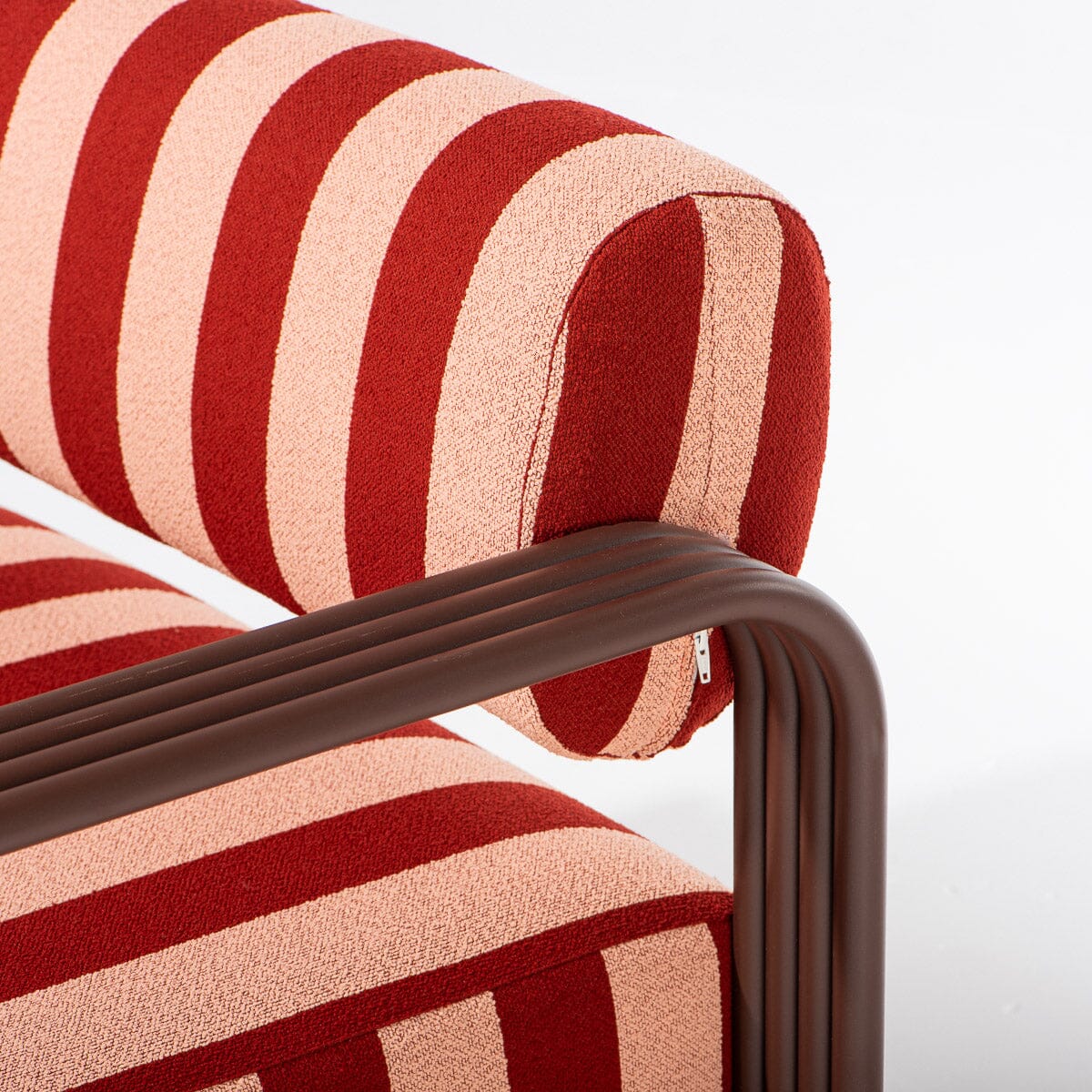 The Contini Accent Chair in Terry Terracotta Stripe | Merlot Frame Contini Accent Chair Kit Business & Pleasure Co.