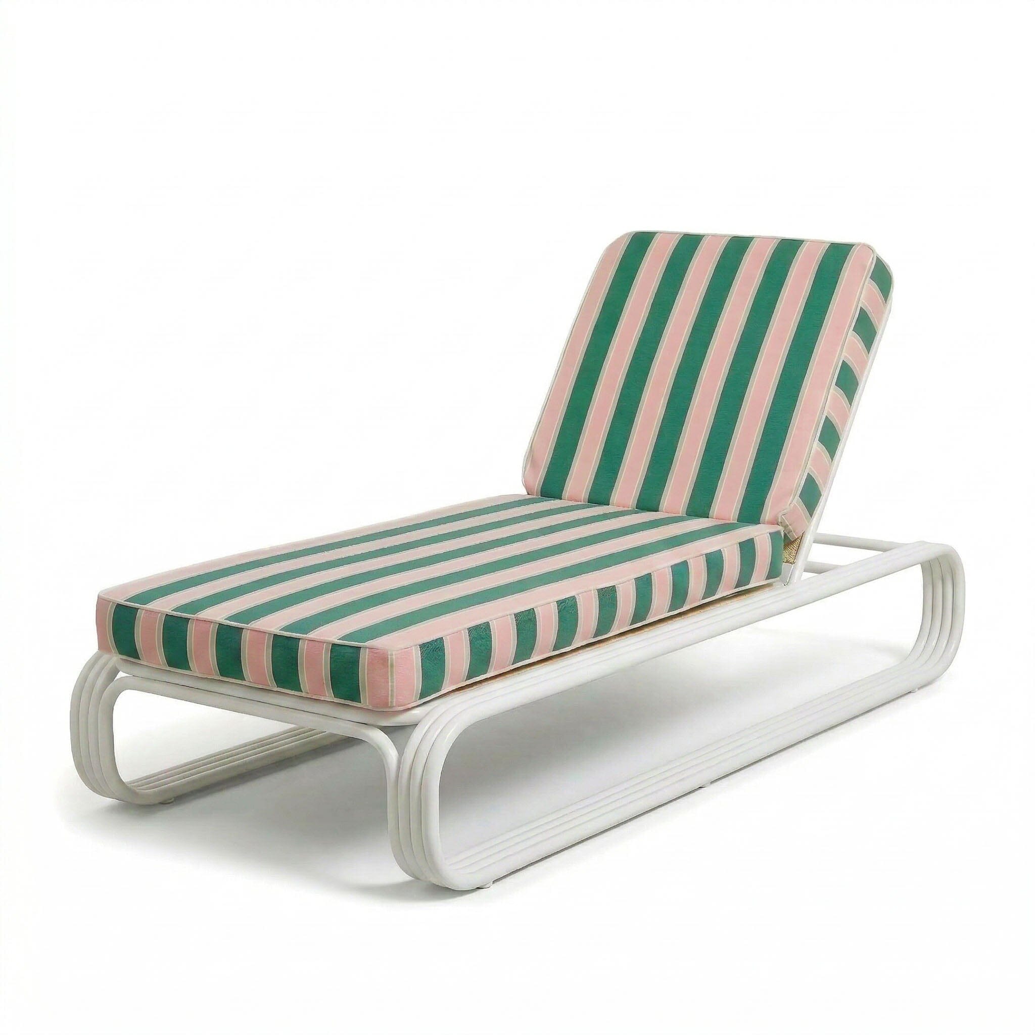 Product image of The Contini Sun Lounger in Bistro Green Stripe | Antique White Frame Contini Sun Lounger Kit Business & Pleasure Co.