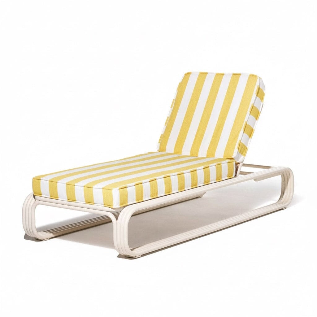 Product image of Contini Sun Lounger in Crew Mimosa Yellow Stripe | Antique White Frame Contini Sun Lounger Kit Business & Pleasure Co.