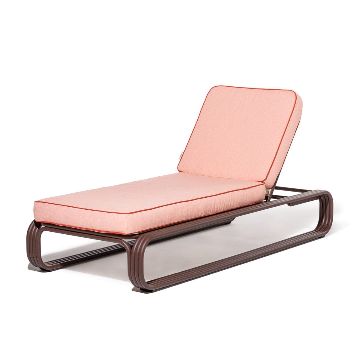 Product image of Pink cushioned lounge chair on a white background