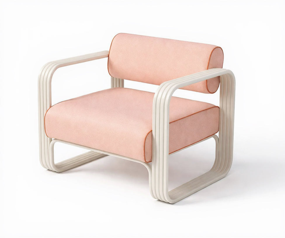 Product image of The Contini Accent Chair in Rivie Pink | Antique White Frame Contini Accent Chair Business & Pleasure Co.