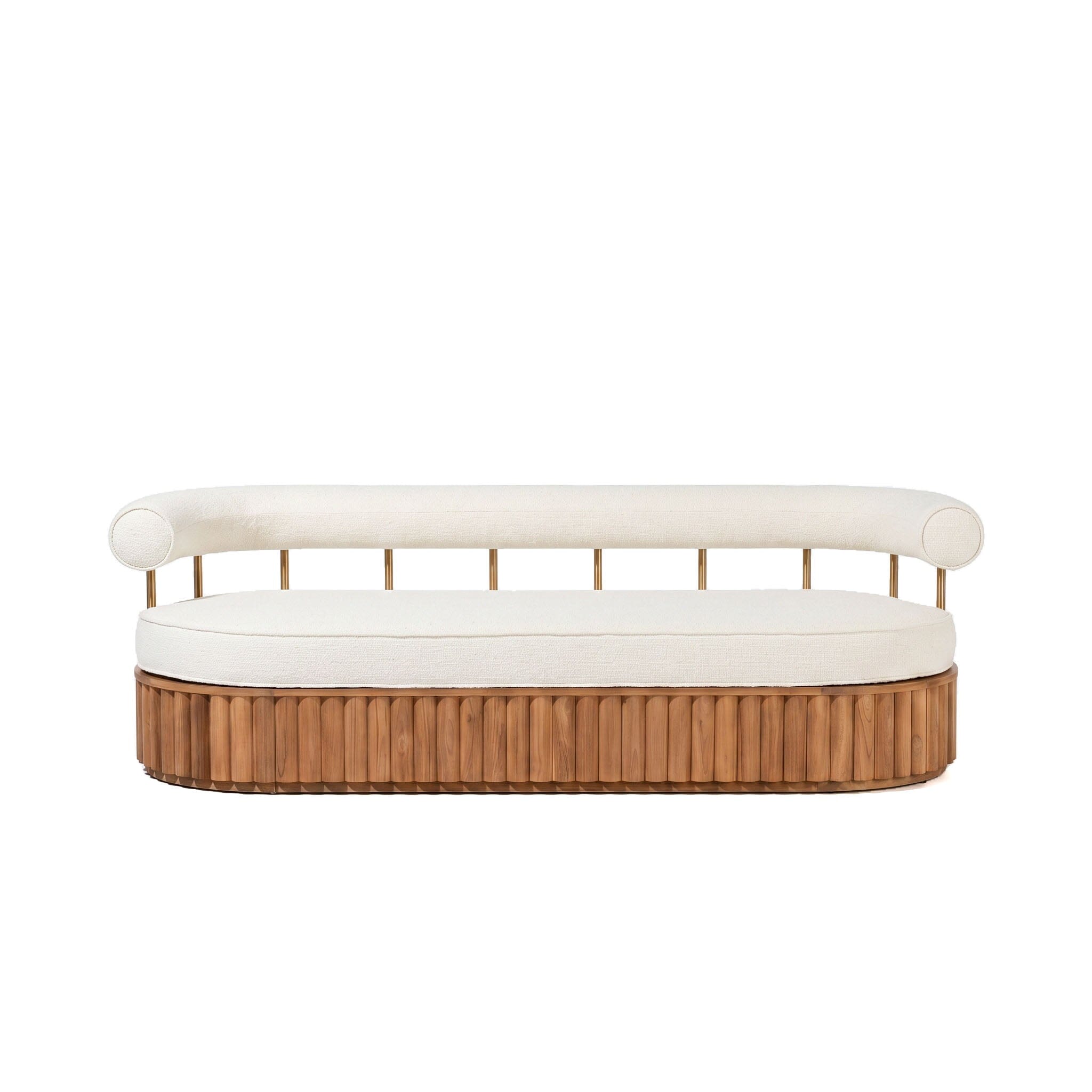 The Daisy Sofa Daisy Sofa Business & Pleasure Co. Boucle Antique White Teakwood