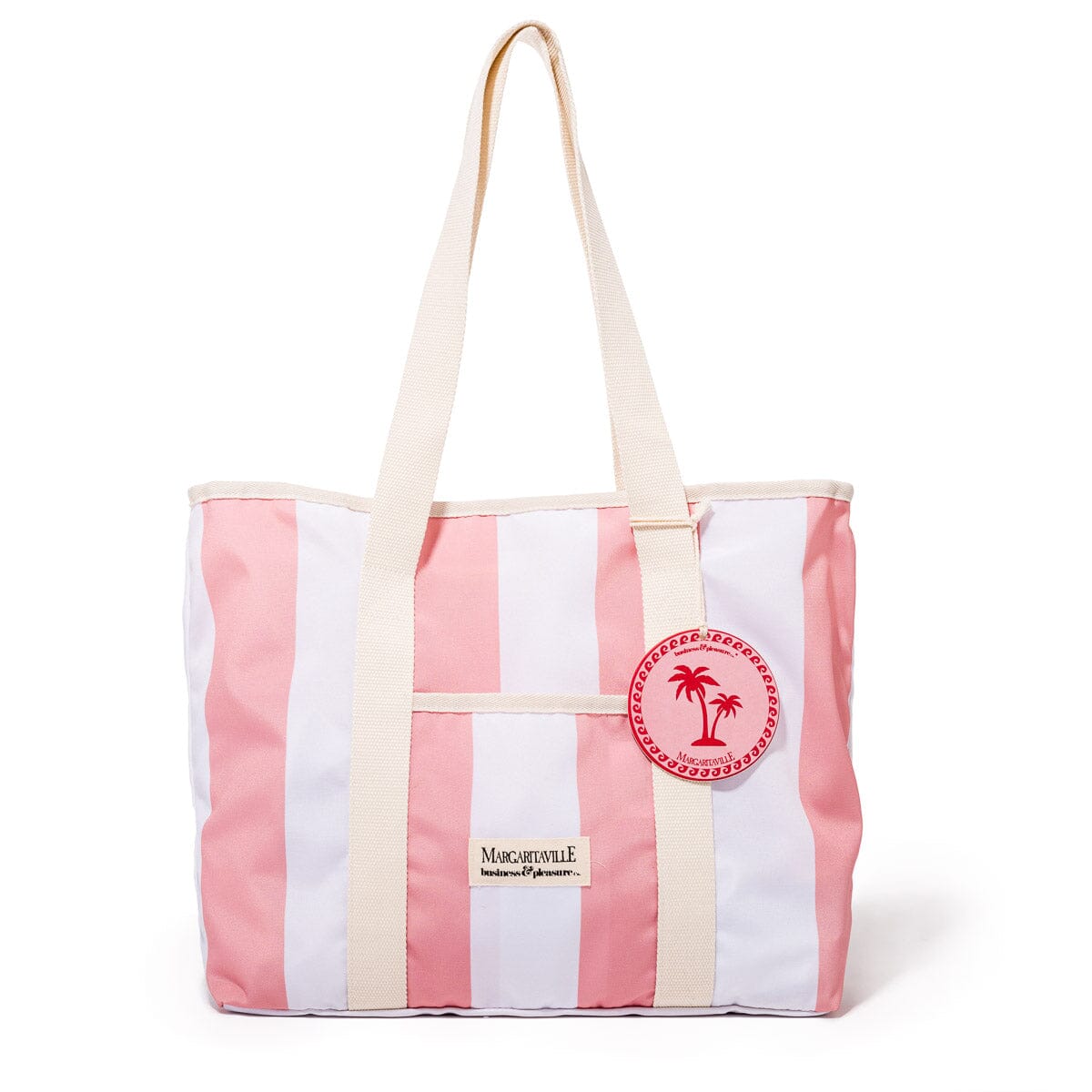 The Volcano Beach Bag - Strawberry Daiquiri Stripe Beach Bag Business & Pleasure Co