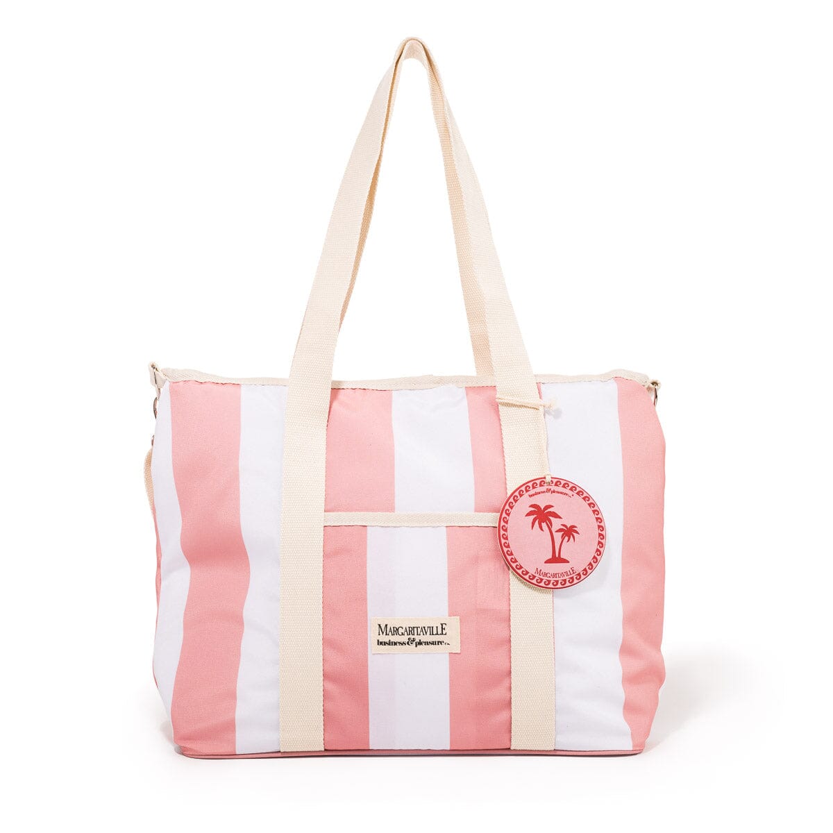 The Volcano Cooler Tote Bag - Strawberry Daiquiri Stripe Volcano Cooler Tote Bag Business & Pleasure Co