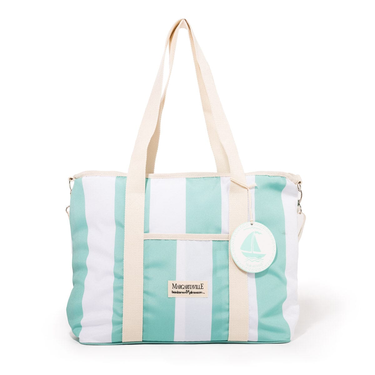 The Volcano Cooler Tote Bag - Last Mango Green Stripe Volcano Cooler Tote Bag Business & Pleasure Co