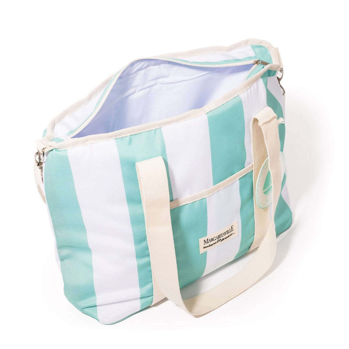 The Volcano Cooler Tote Bag - Last Mango Green Stripe Volcano Cooler Tote Bag Business & Pleasure Co