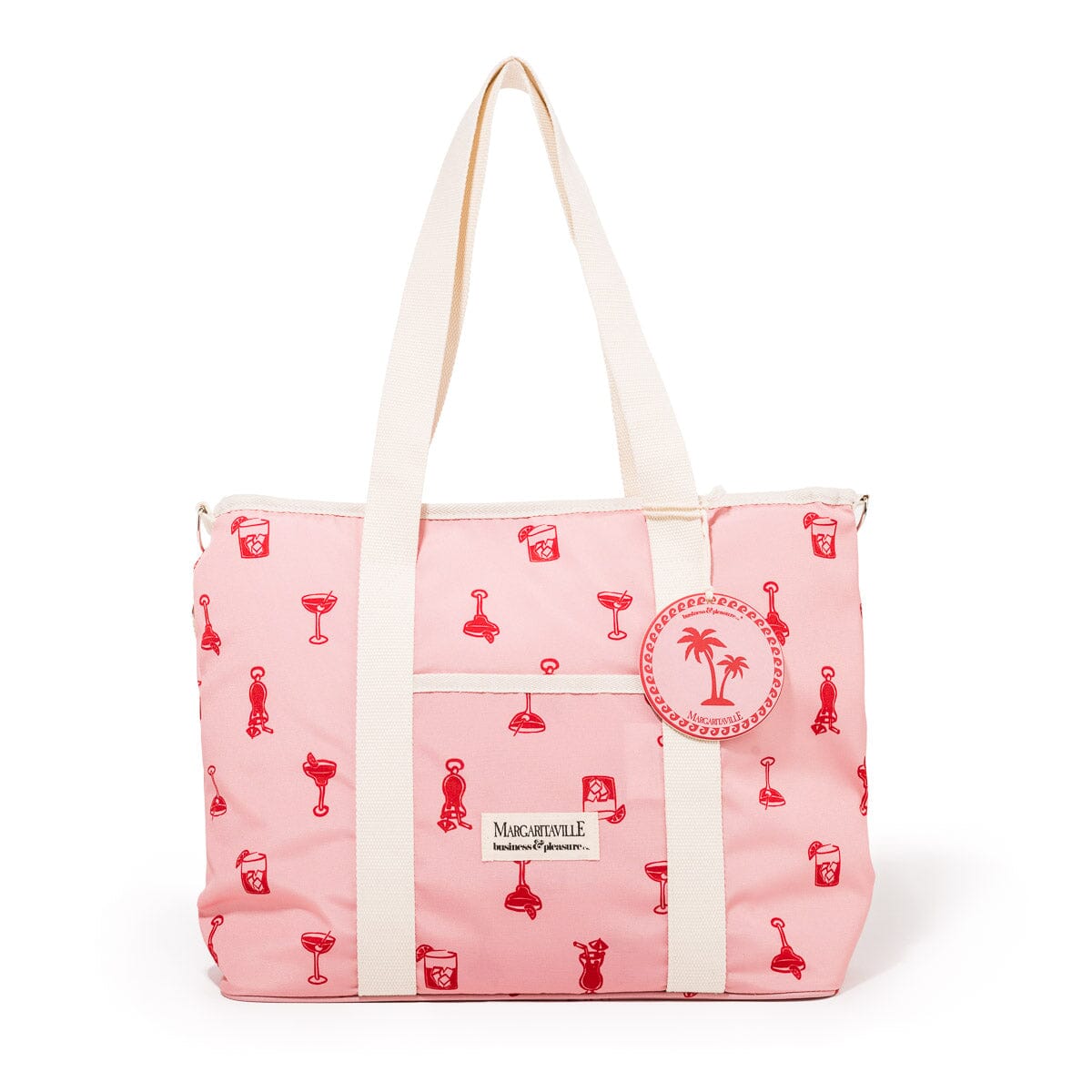 The Volcano Cooler Tote Bag - Strawberry Daiquiri Marg Volcano Cooler Tote Bag Business & Pleasure Co