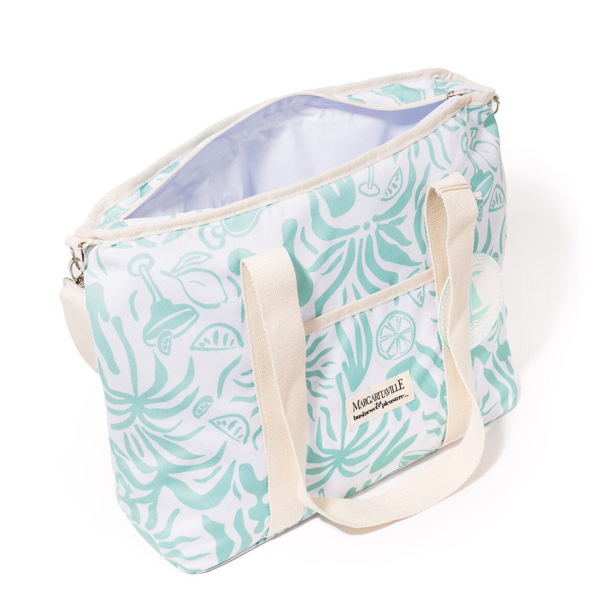 The Volcano Cooler Tote Bag - Last Mango Green Tiki Volcano Cooler Tote Bag Business & Pleasure Co