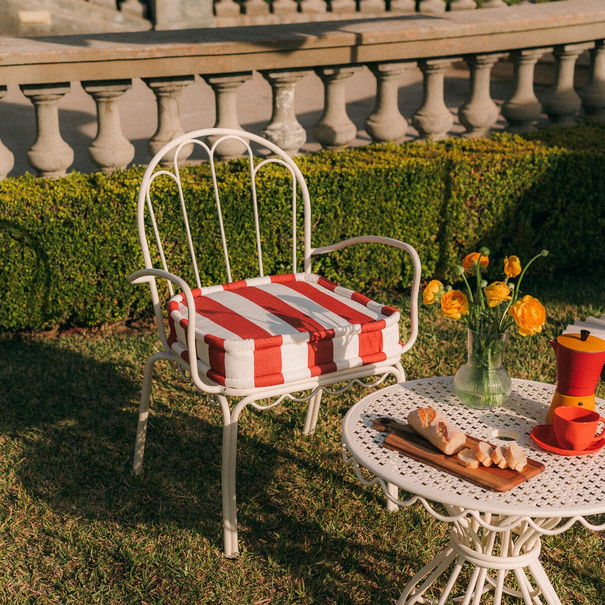 The Al Fresco Dining Chair Cushion - Crew Le Sirenuse Stripe Al Fresco Chair Cushion Business & Pleasure Co.