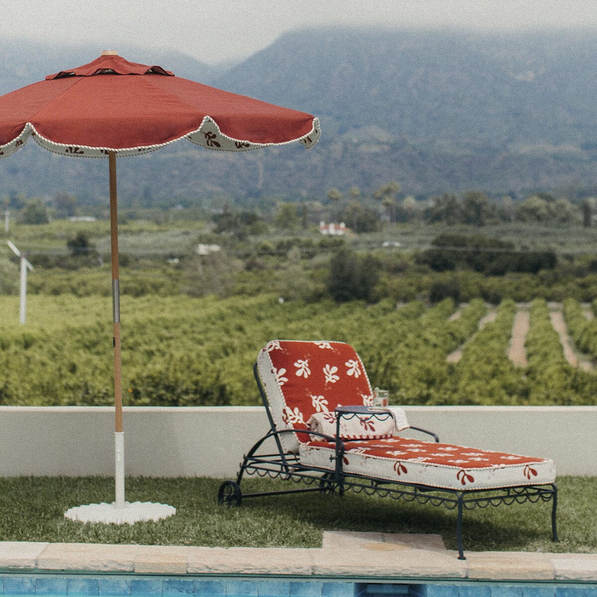 The Al Fresco Sun Lounger in Benoît Le Sirenuse Jacquard | Vintage Black Frame Bundle Business & Pleasure Co.