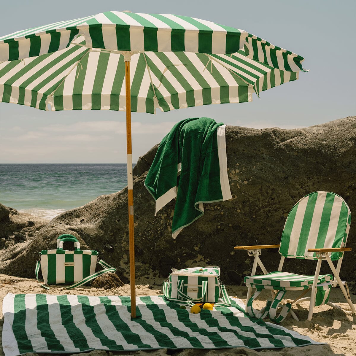 The Amalfi Umbrella - Crew Canyon Green Stripe Amalfi Umbrella Business & Pleasure Co.