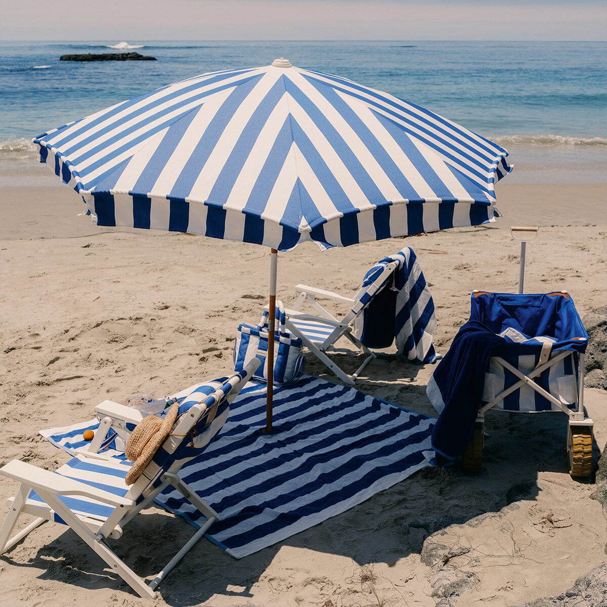 The Amalfi Umbrella - Crew Mediterranean Blue Stripe Amalfi Umbrella Business & Pleasure Co.