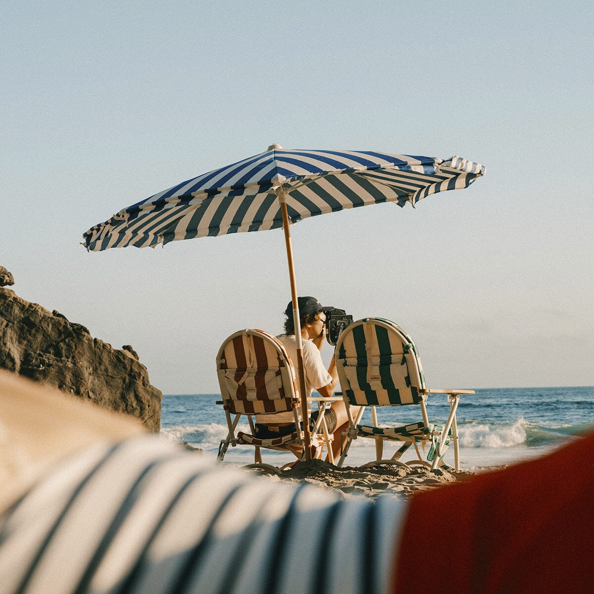 The Amalfi Umbrella - Crew Mediterranean Blue Stripe Amalfi Umbrella Business & Pleasure Co.