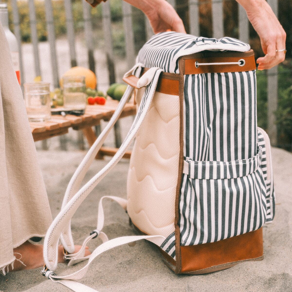 The Backpack Cooler - Laurens Navy Stripe Backpack Cooler Business & Pleasure Co