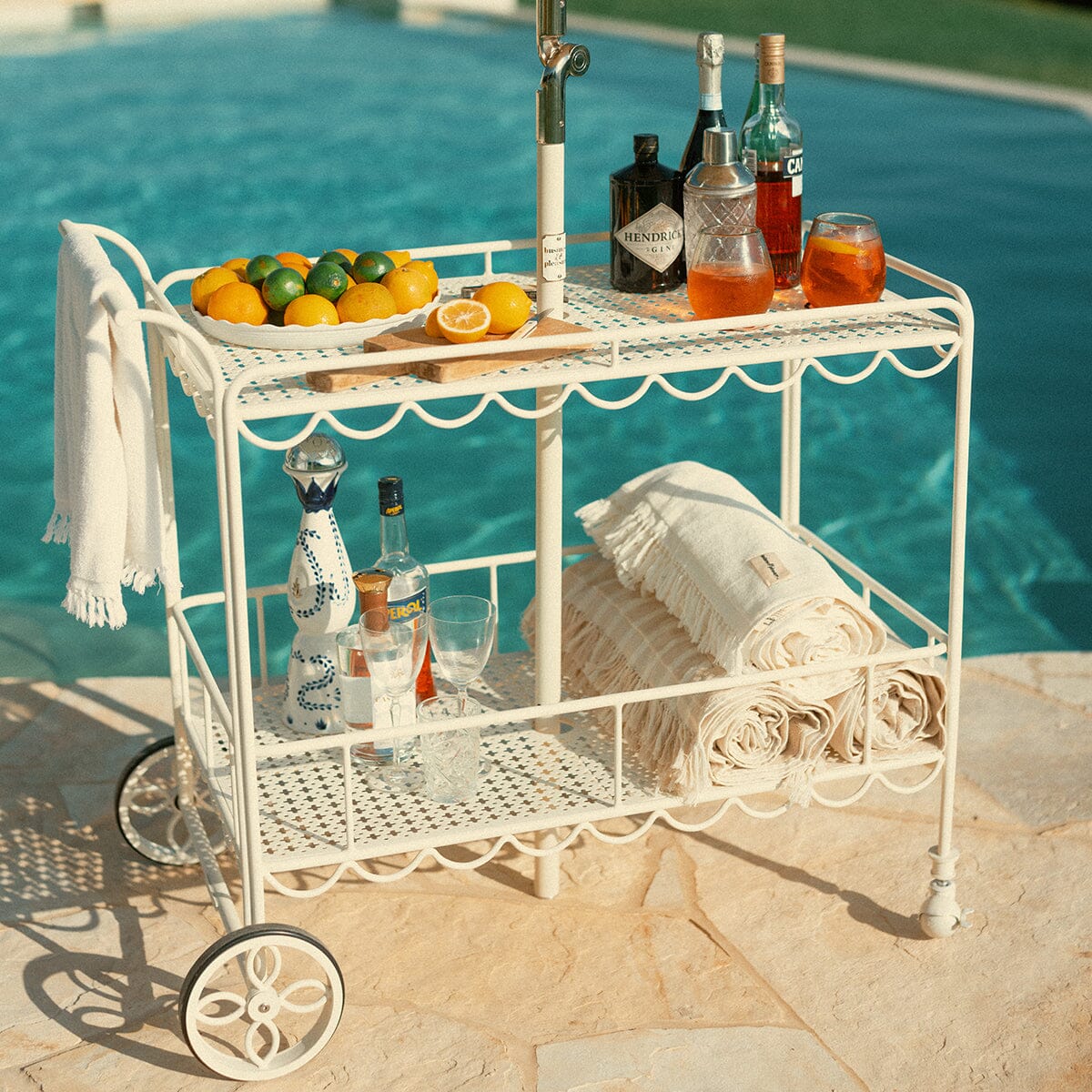 The Al Fresco Bar Cart - Antique White Al Fresco Bar Cart Business & Pleasure Co