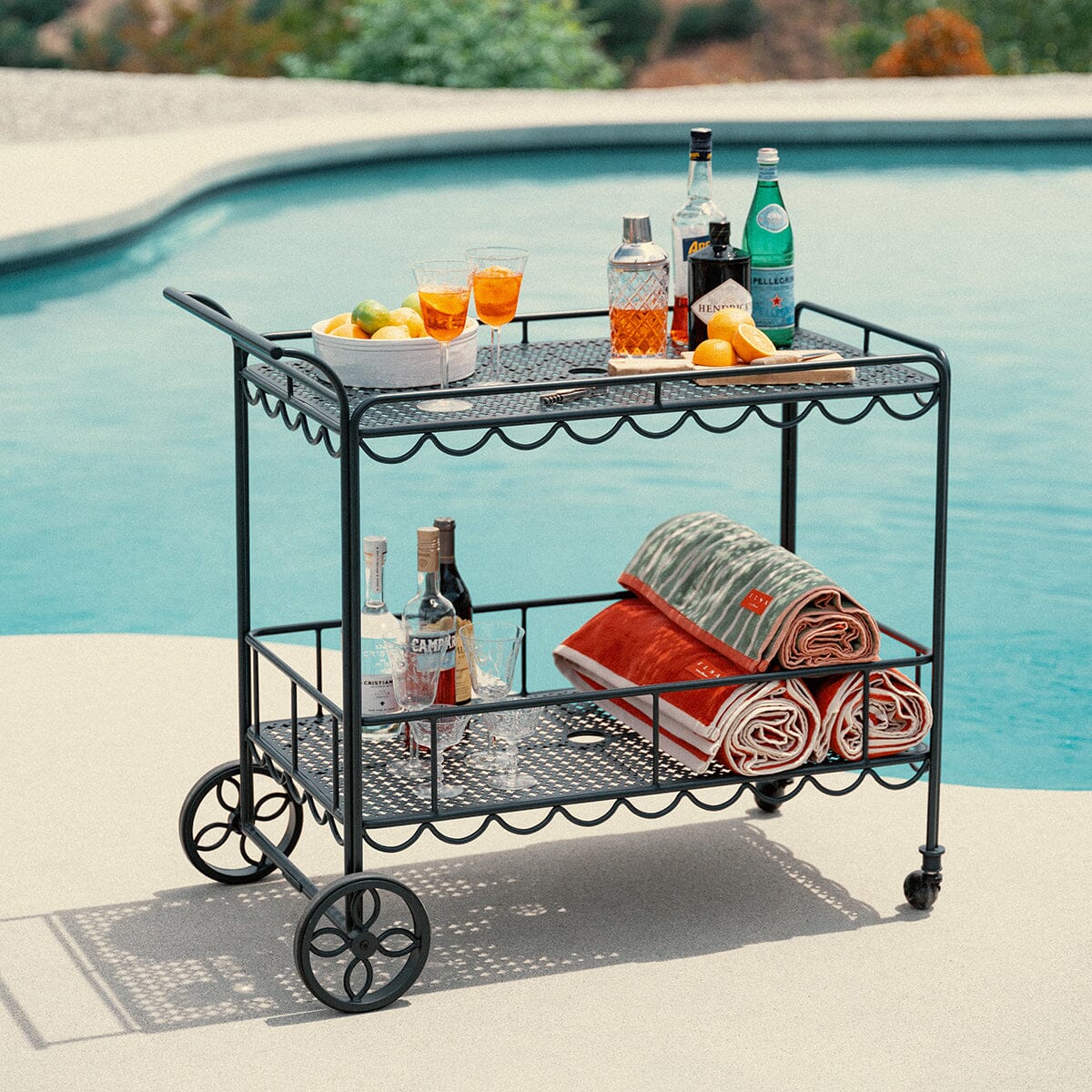 The Al Fresco Bar Cart - Vintage Black Al Fresco Bar Cart Business & Pleasure Co