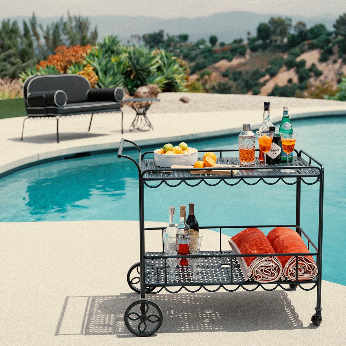 The Al Fresco Bar Cart - Vintage Black Al Fresco Bar Cart Business & Pleasure Co