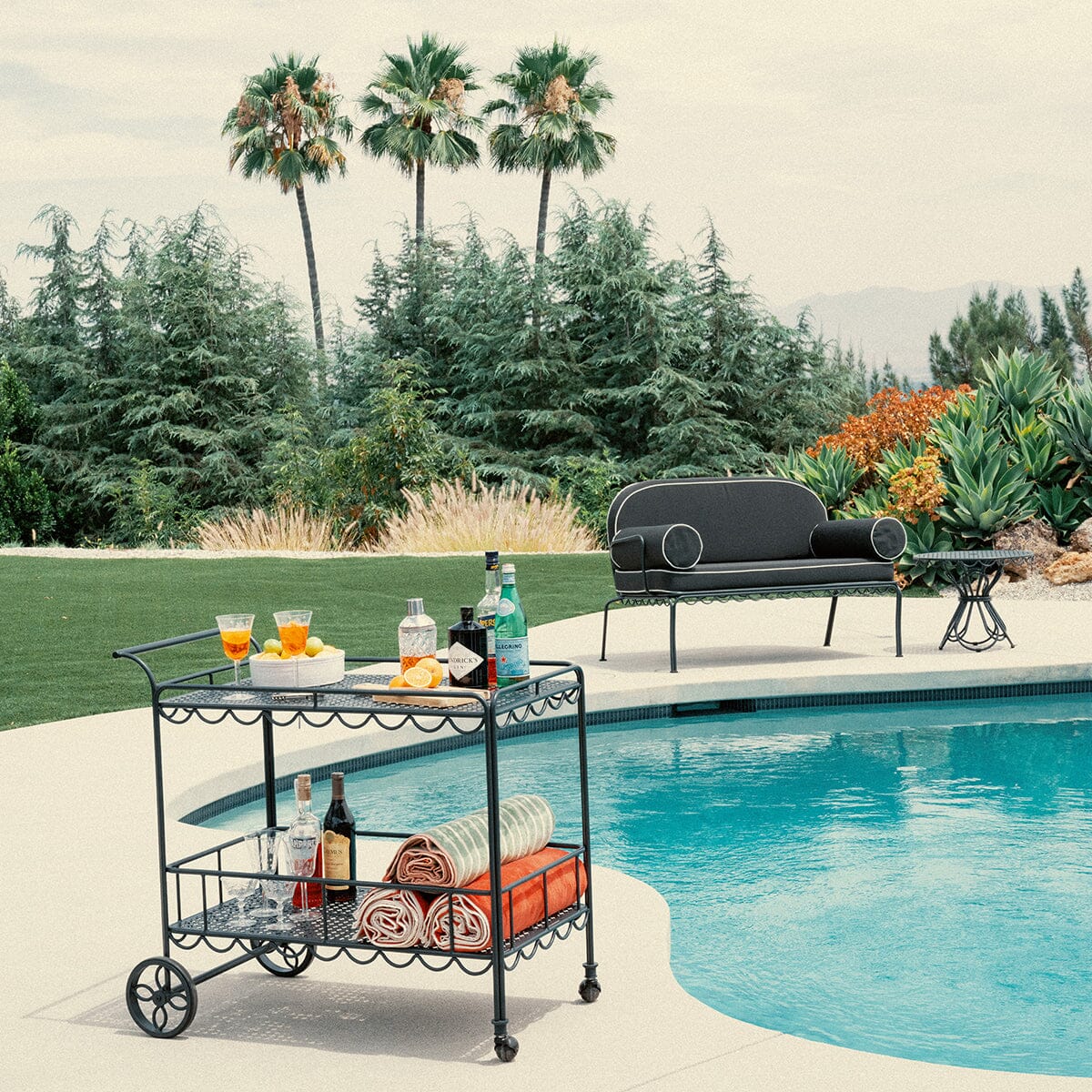 The Al Fresco Bar Cart - Vintage Black Al Fresco Bar Cart Business & Pleasure Co